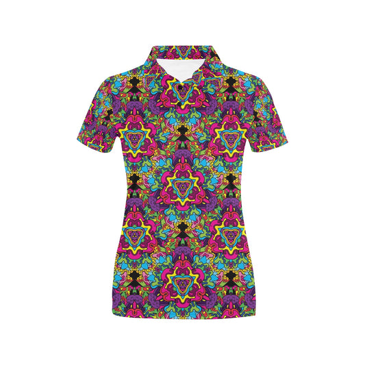 Trippy Print Design LKS303 Women's Polo Shirt