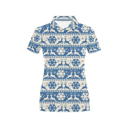 Reindeer Print Design LKS401 Women's Polo Shirt