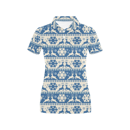 Reindeer Print Design LKS401 Women's Polo Shirt