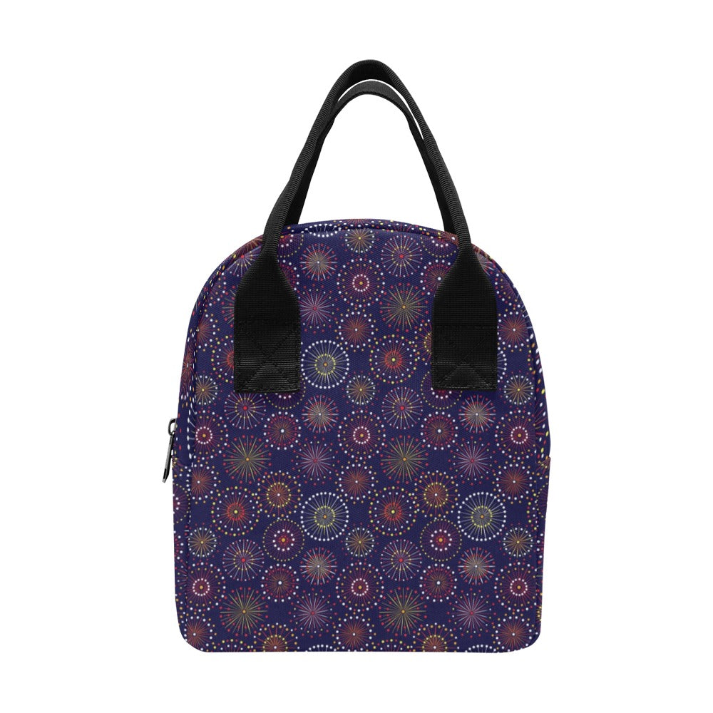 Firework Flower Style Print Design LKS302 Insulated Lunch Bag