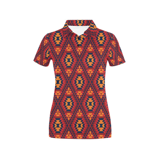 Navajo Pattern Print Design A03 Women's Polo Shirt