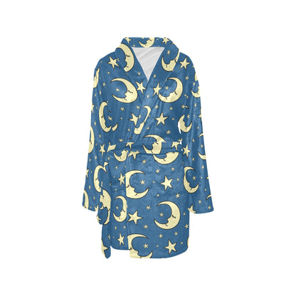 Moon Night Pattern Print Design 03 Women's Fleece Robe
