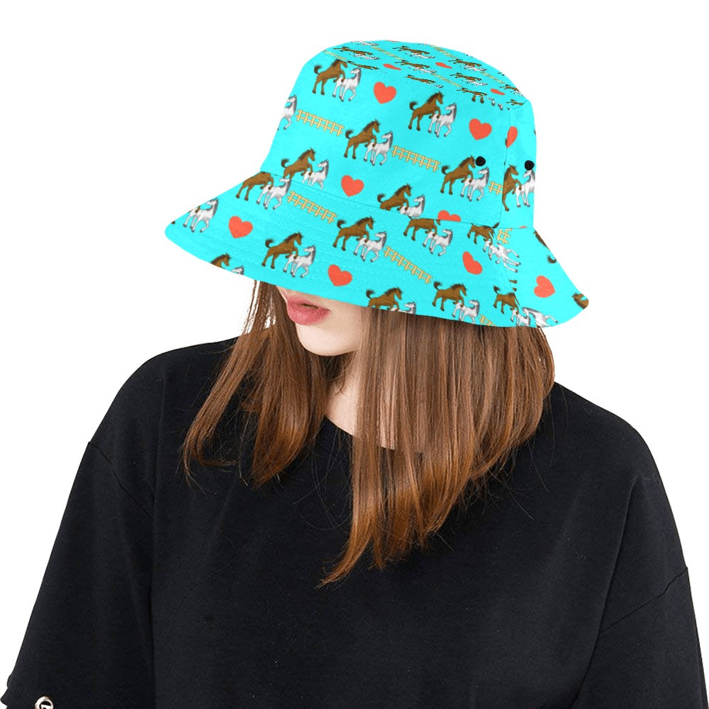 Horse Couple Love Print Design LKS309 Unisex Bucket Hat