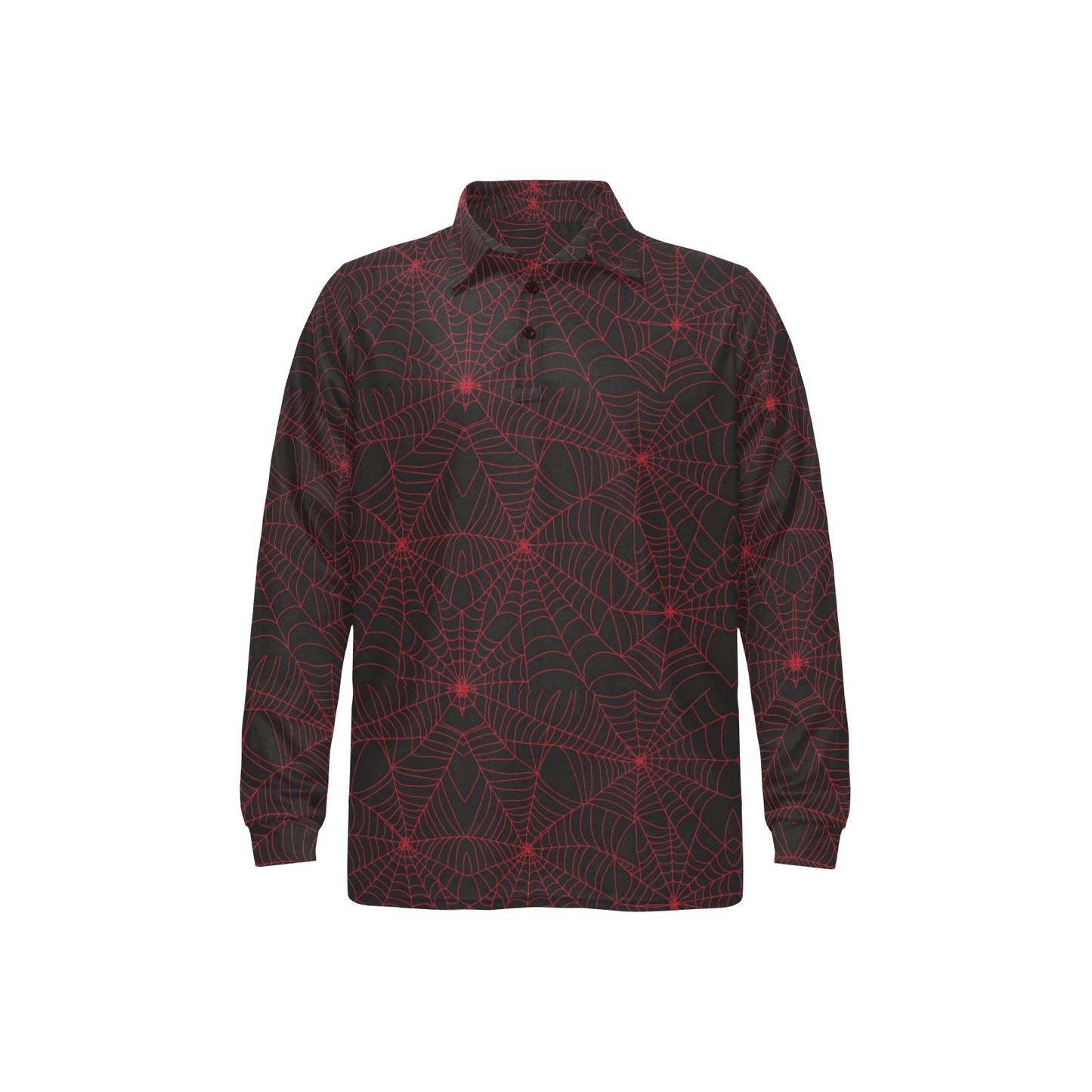 Spider Web Red Print Design LKS302 Long Sleeve Polo Shirt For Men's