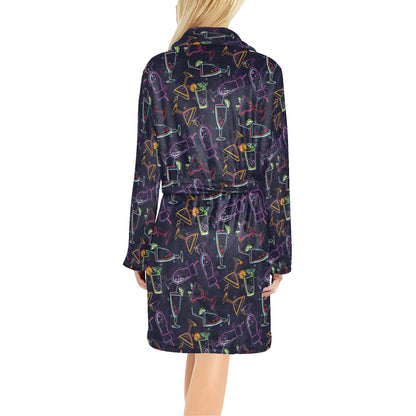 Cocktail Pattern Print Design 04 Women's Fleece Robe