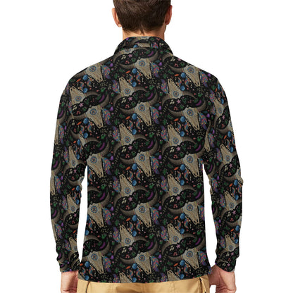 Buffalo Head Print Design LKS401 Long Sleeve Polo Shirt For Men's