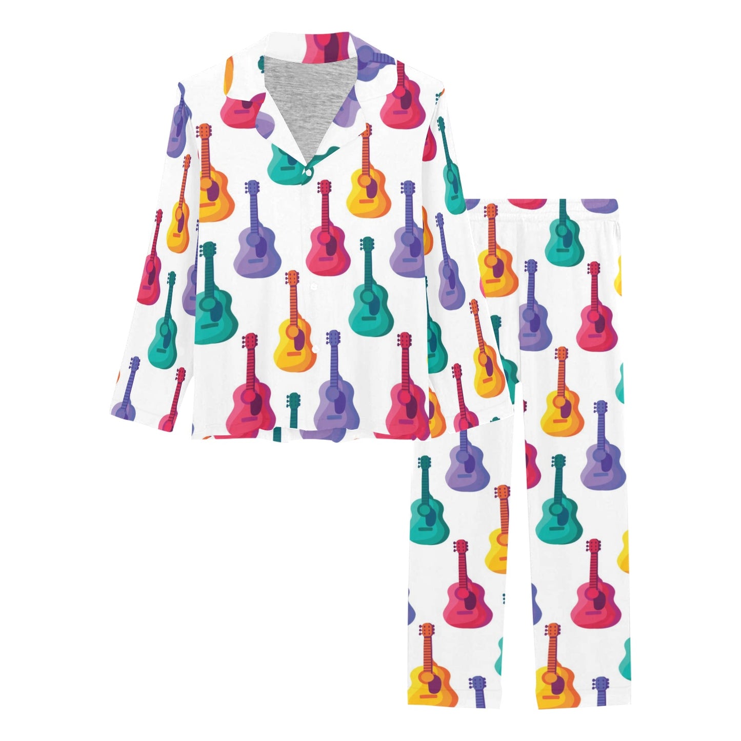 Acoustic Guitar Print Design LKS406 Women's Long Pajama Set