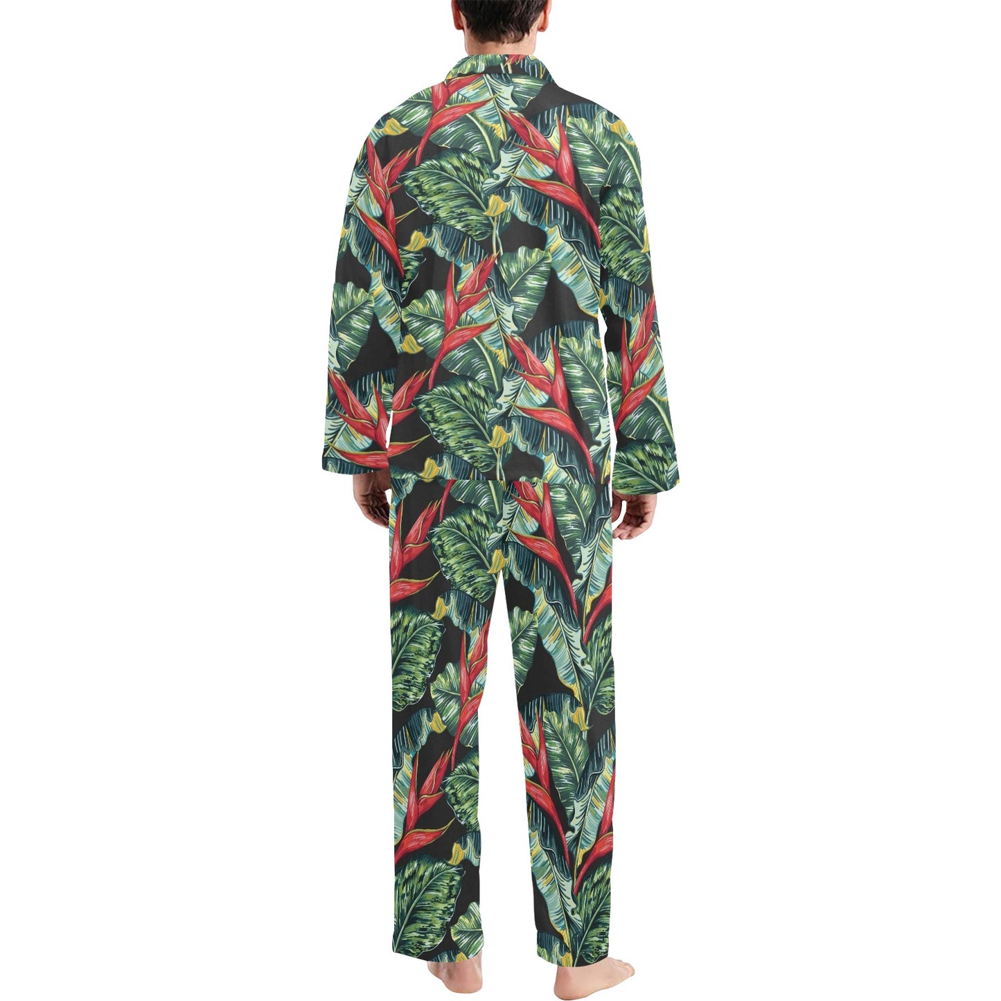 Bird Of Paradise Pattern Print Design BOP06 Men's Long Pajama Set