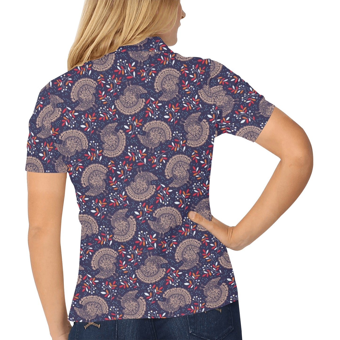 Turkey Print Design LKS401 Women's Polo Shirt
