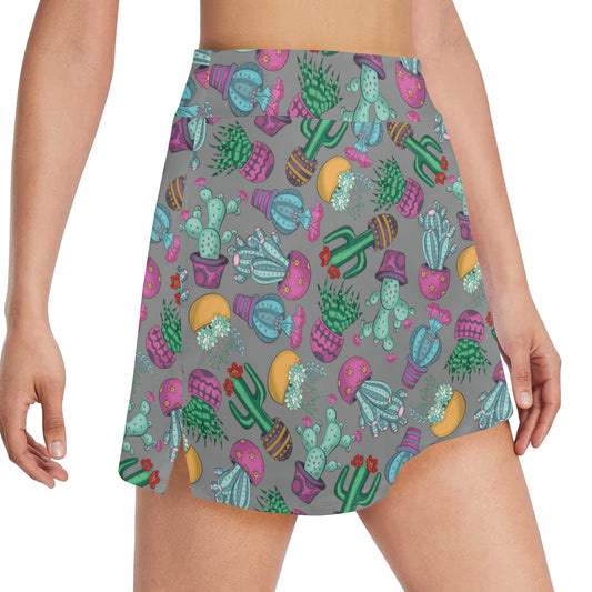 Cactus Colorful Print Pattern 17" Golf & Pickleball Skort with Pockets