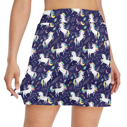 Unicorn Print Design LKS305 17" Golf & Pickleball Skort with Pockets