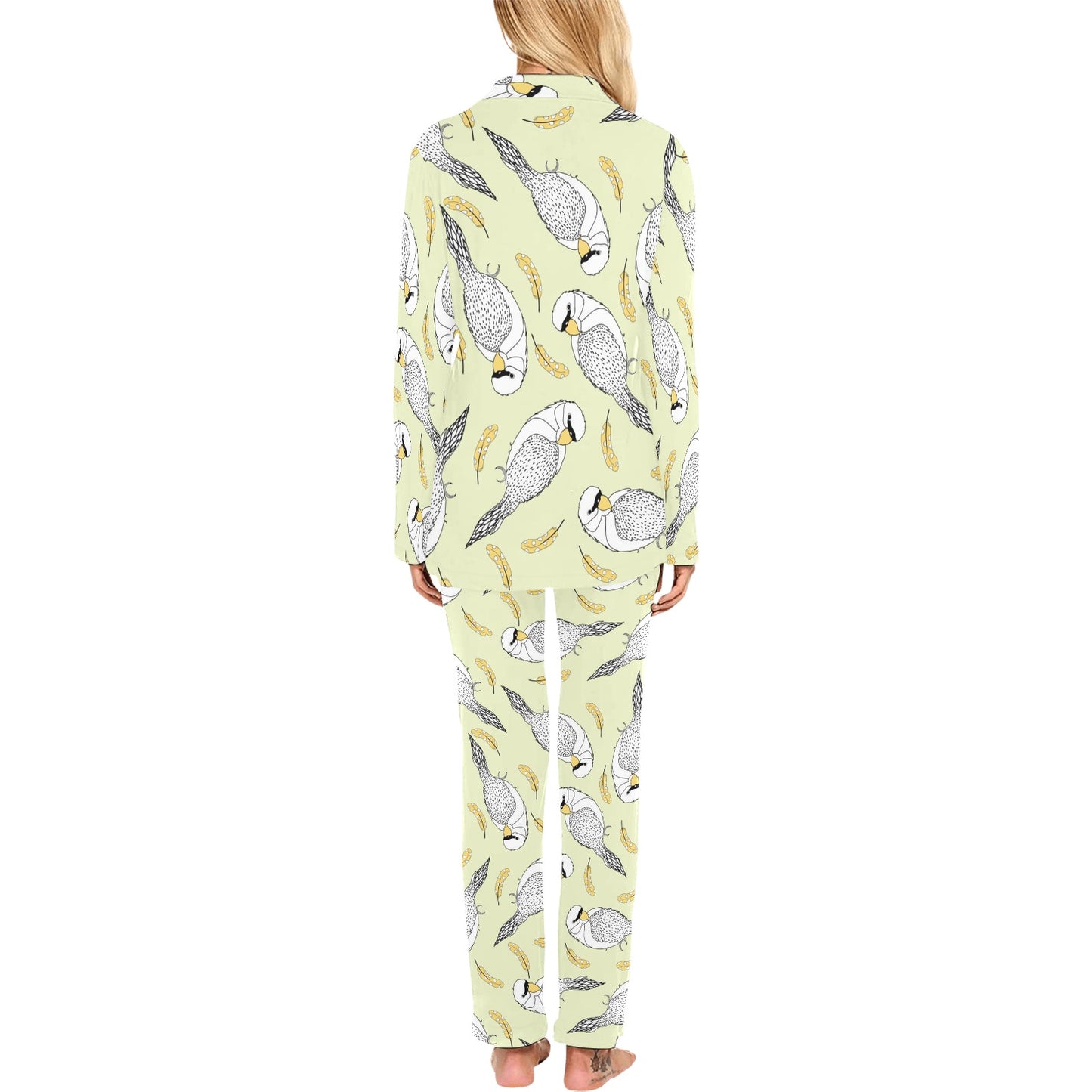 Parakeet Pattern Print Design A03 Women's Long Pajama Set
