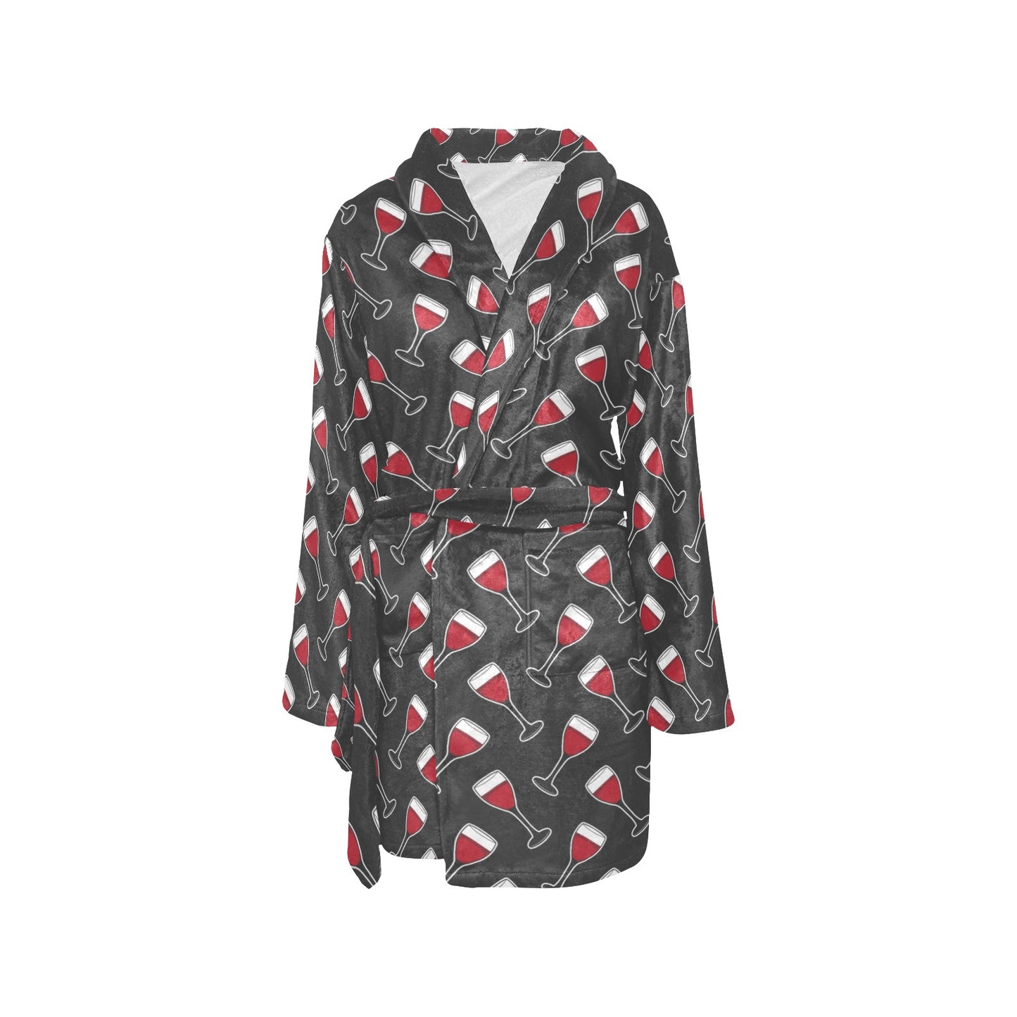 Wine Print Design LKS308 Women's Fleece Robe