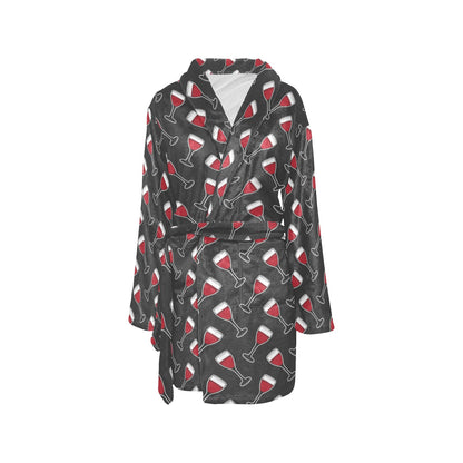 Wine Print Design LKS308 Women's Fleece Robe