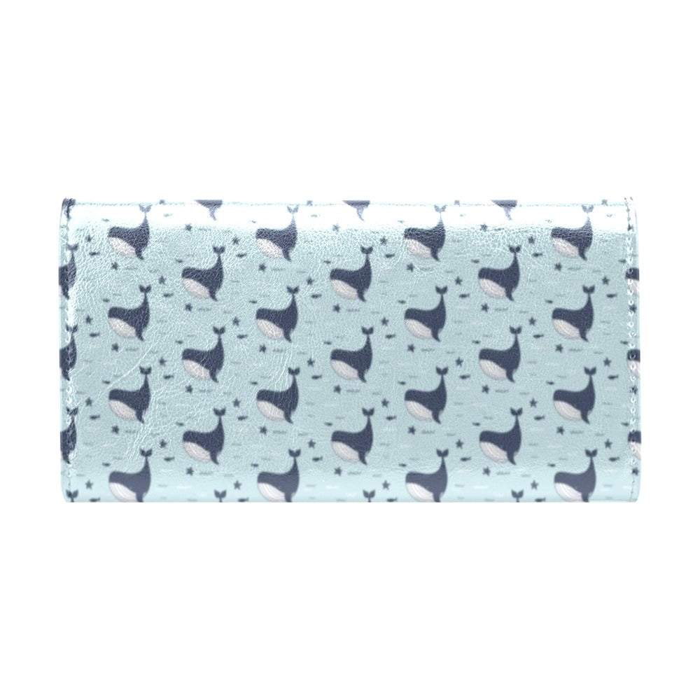 Whale Cute Design Themed Print Women's Trifold Wallet
