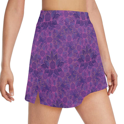 Bohemian Lotus Mandala Style 17" Golf & Pickleball Skort with Pockets