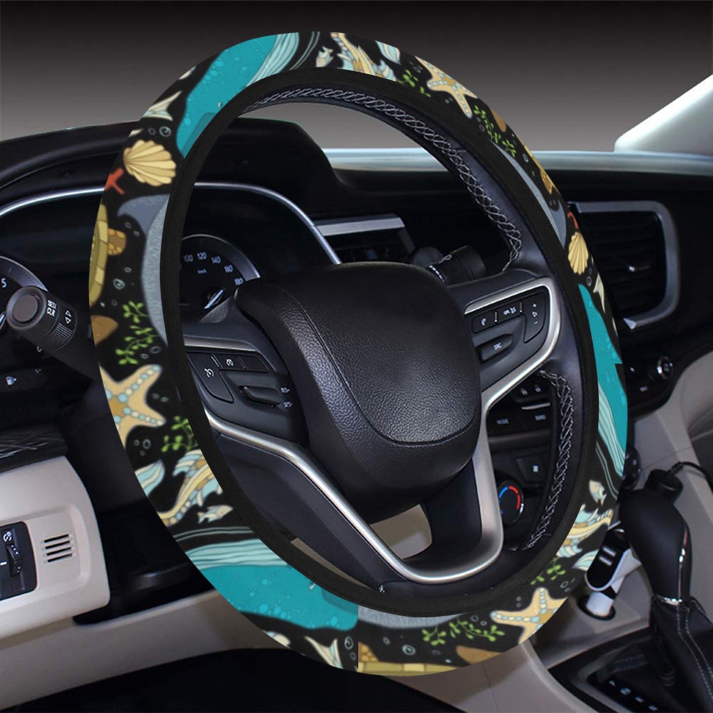 Underwater Animal Print Design LKS301 Steering Wheel Cover with Elastic Edge