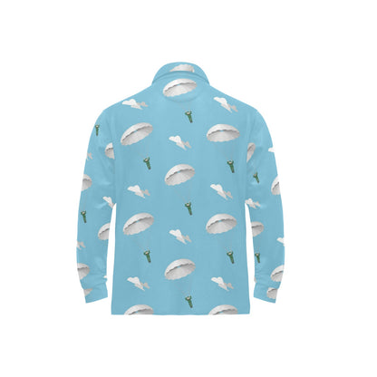Paratrooper Pattern Print Design A02 Long Sleeve Polo Shirt For Men's
