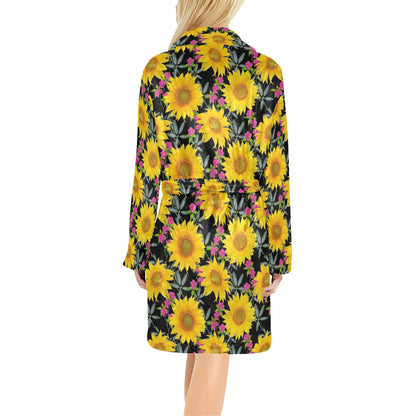 Sunflower Pattern Print Design SF014 Women's Fleece Robe