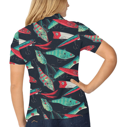 Fishing Bait Pattern Women's Polo Shirt