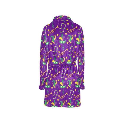 Mardi Gras Pattern Print Design 06 Women's Fleece Robe