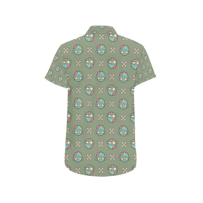 Zombie Print Design LKS301 Men Short Sleeve Button Up Shirt