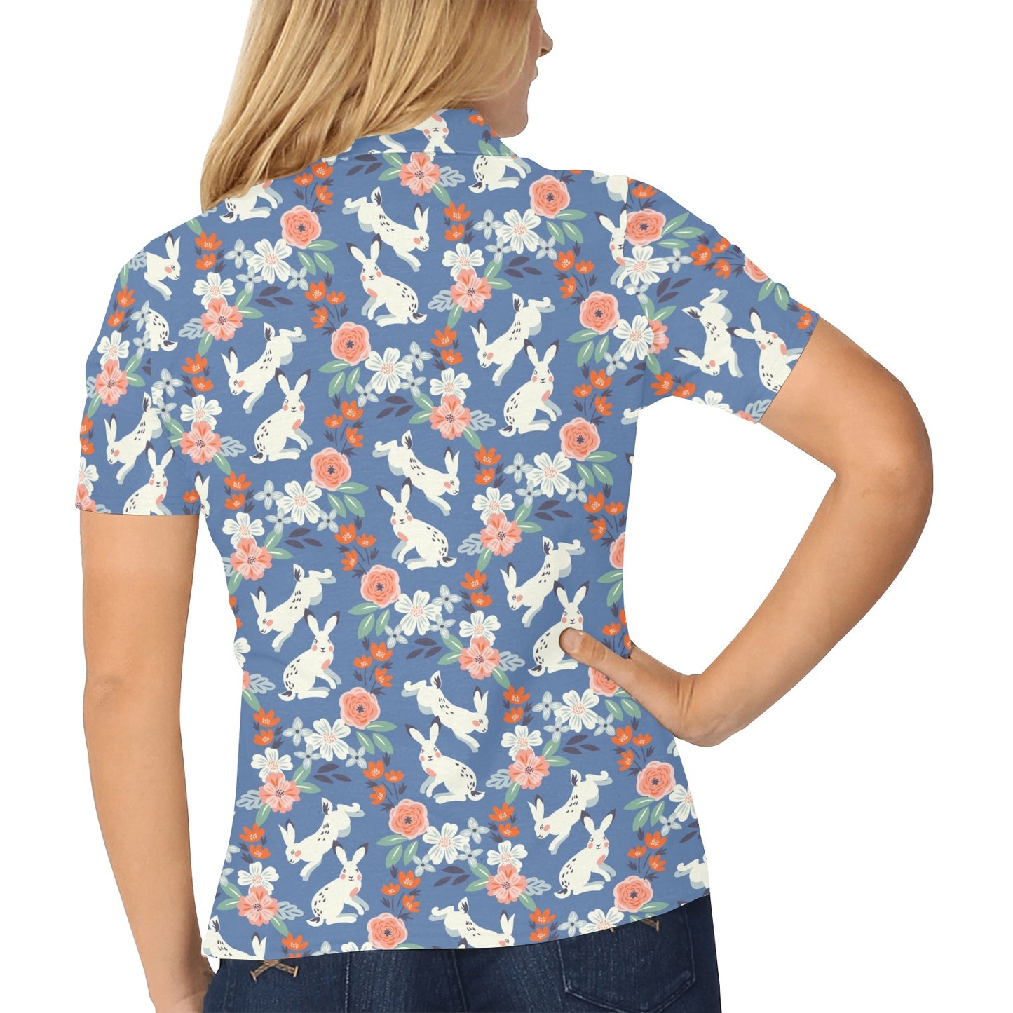 Bunny Pattern Print Design 07 Women's Polo Shirt