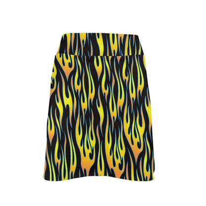 Flame Fire Yellow Pattern 17" Golf & Pickleball Skort with Pockets