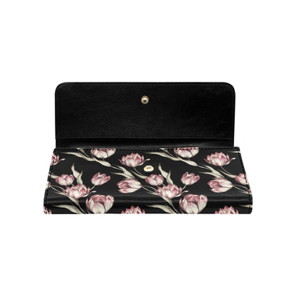 Tulip Pink Pattern Print Design TP02 Women's Trifold Wallet