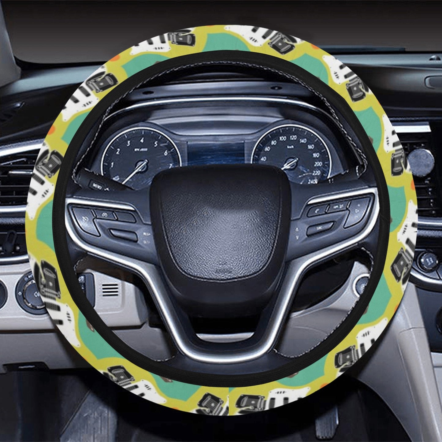 Electric Guitar Print Design LKS401 Steering Wheel Cover with Elastic Edge