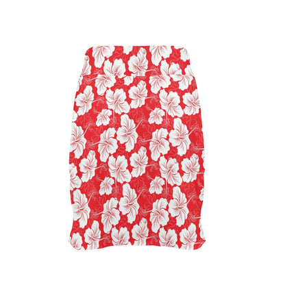 Flower Hawaiian Hibiscus Red Background Print 17" Golf & Pickleball Skort with Pockets