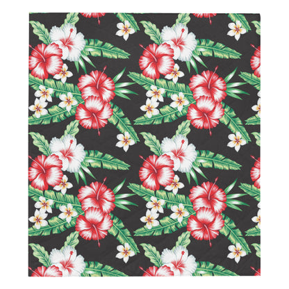 Hawaiian flower tropical leaves Premium Quilt