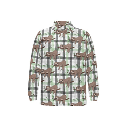 Sloth Print Design LKS301 Long Sleeve Polo Shirt For Men's