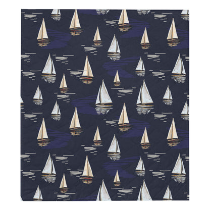 Sailing Ships Pattern Print Design A05 Premium Quilt