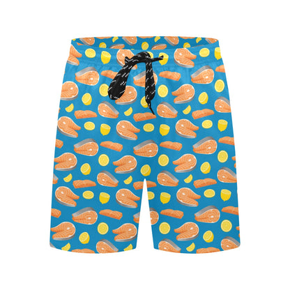 Salmon Steak With Lemon Print Design LKS308 Men's Swim Trunks Beach Shorts