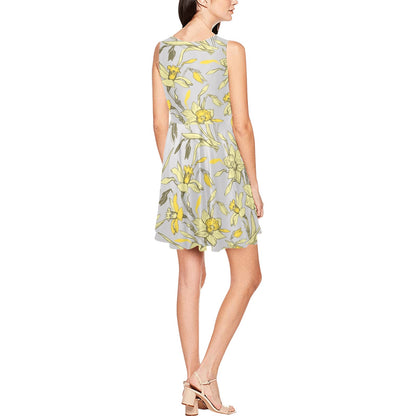 Daffodils Pattern Print Design DF05 Sleeveless Dress