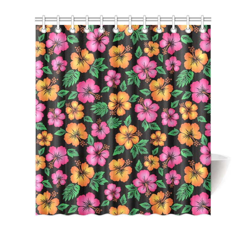 Hibiscus Pattern Print Design HB029 Shower Curtain