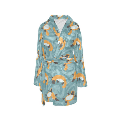 Platypus Pattern Print Design A01 Women's Fleece Robe