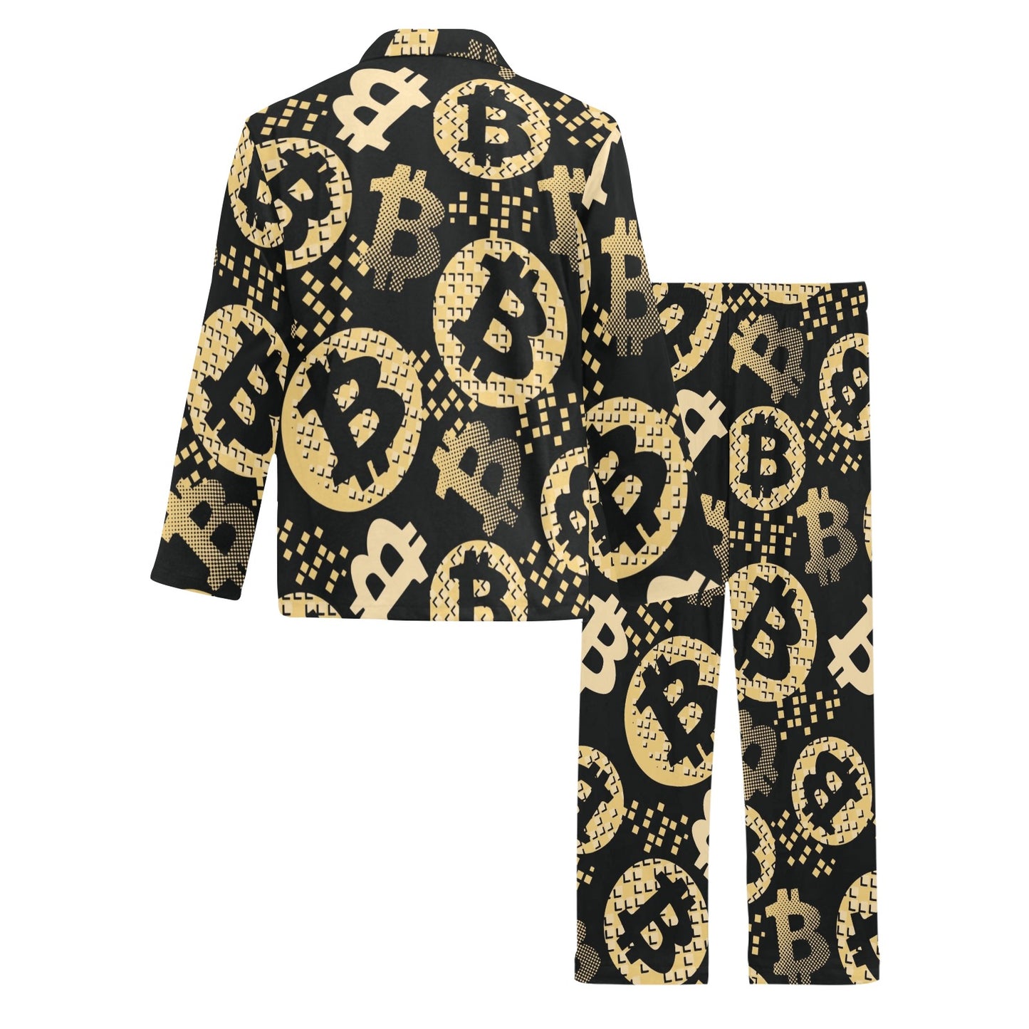 Bitcoin Pattern Print Design DO06 Men's Long Pajama Set