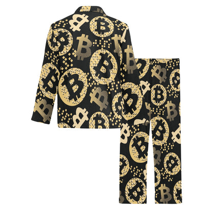 Bitcoin Pattern Print Design DO06 Men's Long Pajama Set