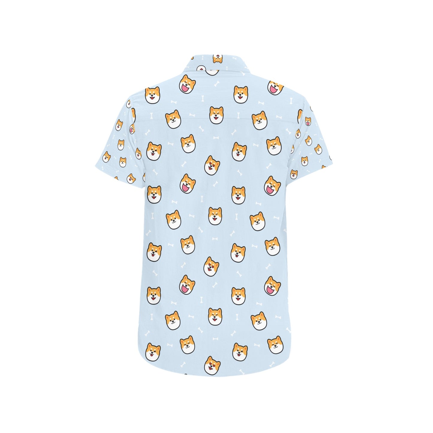 Shiba Inu Print Design LKS3012 Men Short Sleeve Button Up Shirt