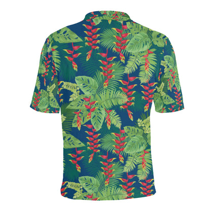 Heliconia Pattern Print Design HL08 Men Polo Shirt