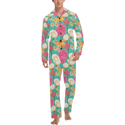Summer Floral Pattern Print Design SF07 Men's Long Pajama Set
