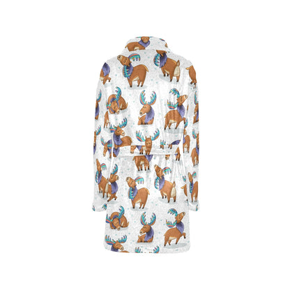 Moose Cute Pattern Print Design 01 Women's Fleece Robe