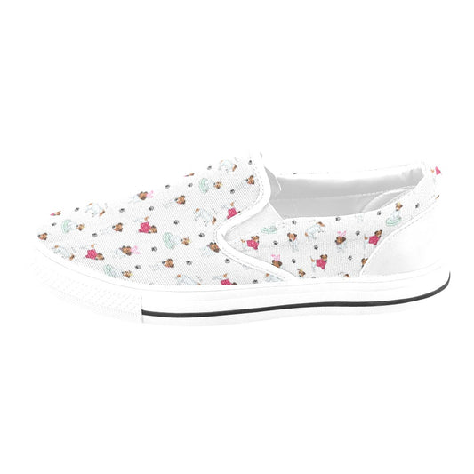 Russell Terriers Print Design LKS308 White Slip Ons Canvas Women's Shoes