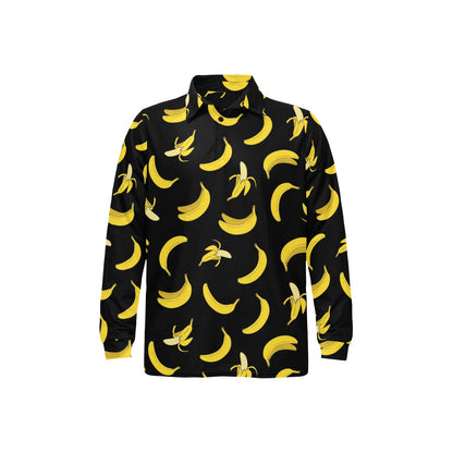 Banana Pattern Print Design BA05 Long Sleeve Polo Shirt For Men's