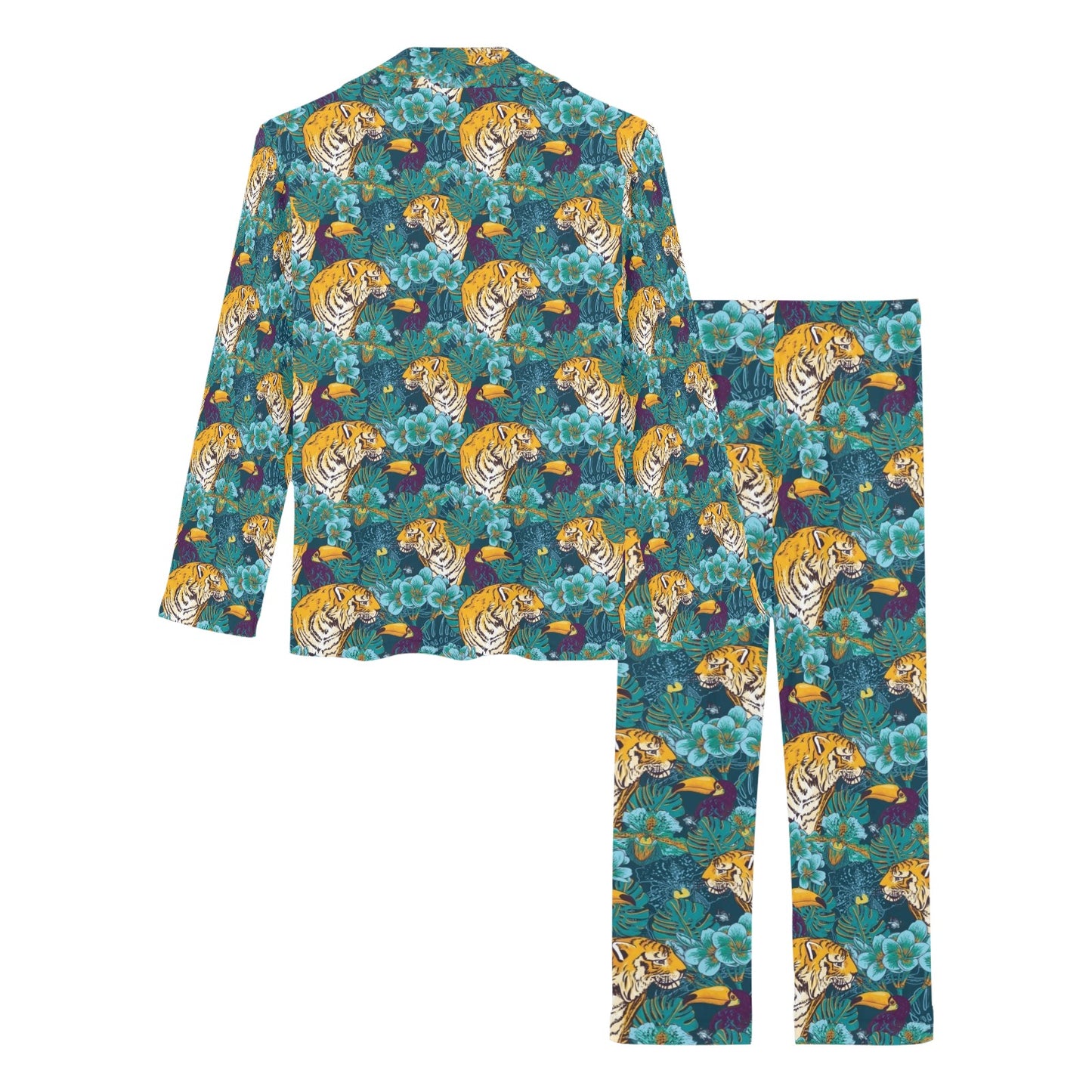 Tiger Tropical Print Design LKS301 Women's Long Pajama Set