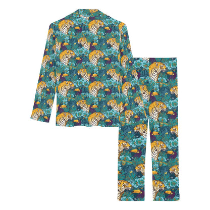 Tiger Tropical Print Design LKS301 Women's Long Pajama Set