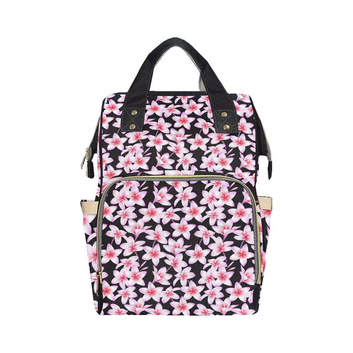 Pink Plumeria Pattern Print Design PM09 Diaper Bag Backpack