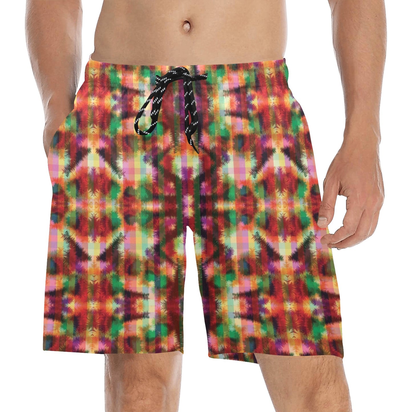 Tie Dye Print Design LKS301 Men's Swim Trunks Beach Shorts